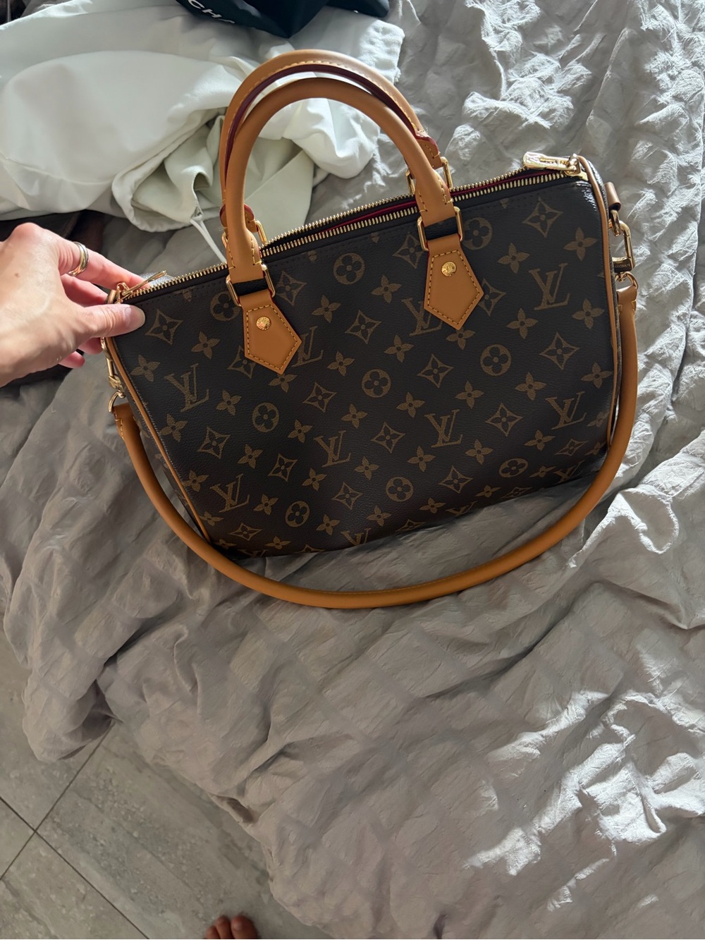 Coated canvas Monogram in Brown with Tan patina real Leather straps
